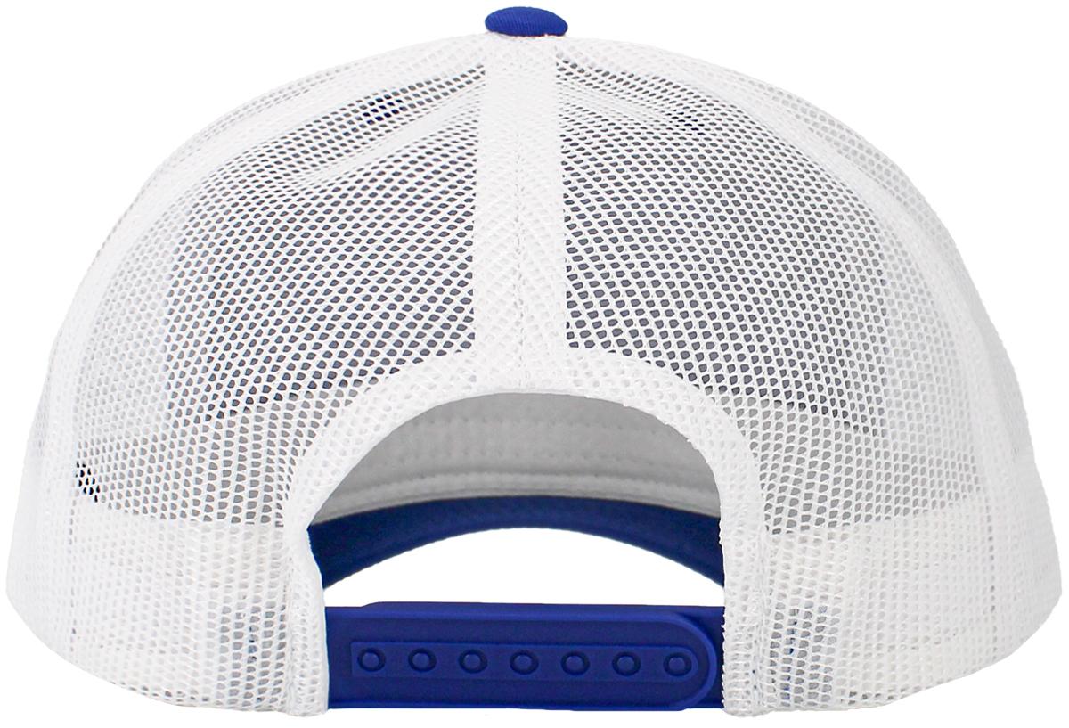 Royal Blue / White 6-panel mesh trucker rear view